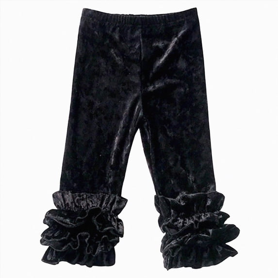 Girls Ruffles Leggings Pants Kids Stretchy High Waist Legging 1-6 Years 1-2 Years,Black NIEWTR