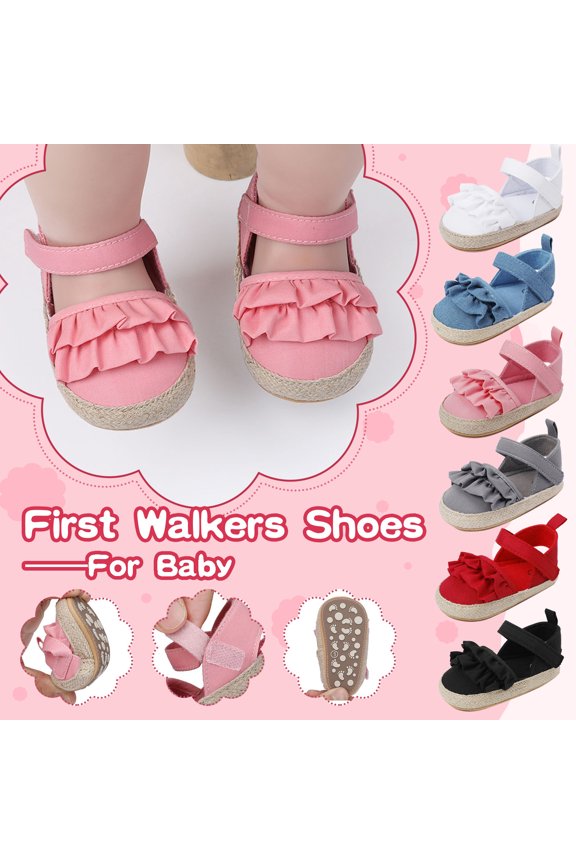 Girls Ruffles Shoes First Walkers Shoes Summer Toddler Flat Sandals