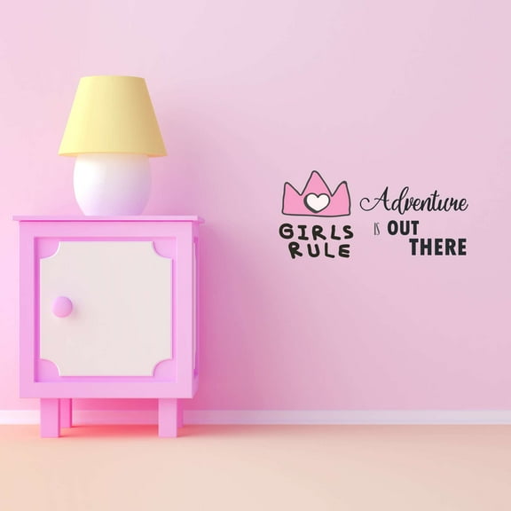 Girls Rule Adventure Is Out There Girls Love Beautiful Crown Prince Unicorns Royalty Sweet Dreams Decorating Holiday Gift Ideas Bedroom Wall Decal Sticker - Size: 20 In X 10 In