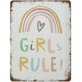 Girls Rule Bedroom Metal Tin Sign Sisters Bedroom Print Twin Bedroom