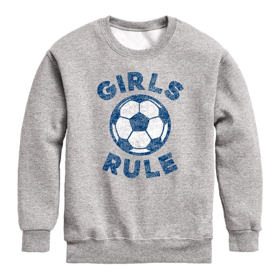 Instant Message - Girls Rule Soccer Graphic Long Sleeve Fleece Sweatshirt