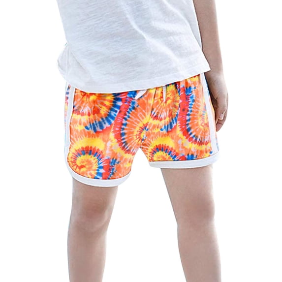 Girls Running Shorts Leopard/Floral Print Athletic Shorts with Drawstring Summer Shorts for Girls (Yellow 3 Year)
