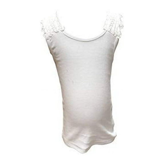 Girls Rustic Chic Fashion Lace Racerback Glam Tank Top (6, White/White)