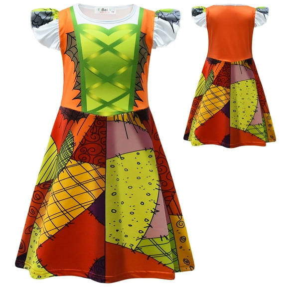 Girls Sally Costume Halloween Kids Dress Princess Fancy Dress
