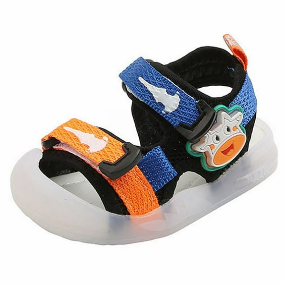 Girls Sandals,Anti Kick Baotou Sandals Summer Lights Baby Shoes Boys and Girls Beach Shoes Walking Shoes,Toddler Girl Sandals/Toddler Boy Sandals(Color:Blue,Size:8)
