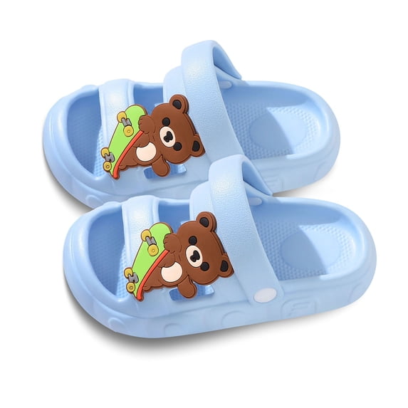 Girls Sandals Casual Comfortable Thick Sole Kids Clogs Outdoor Beach Pool Water Shoes Light Blue Size 9-10 Years