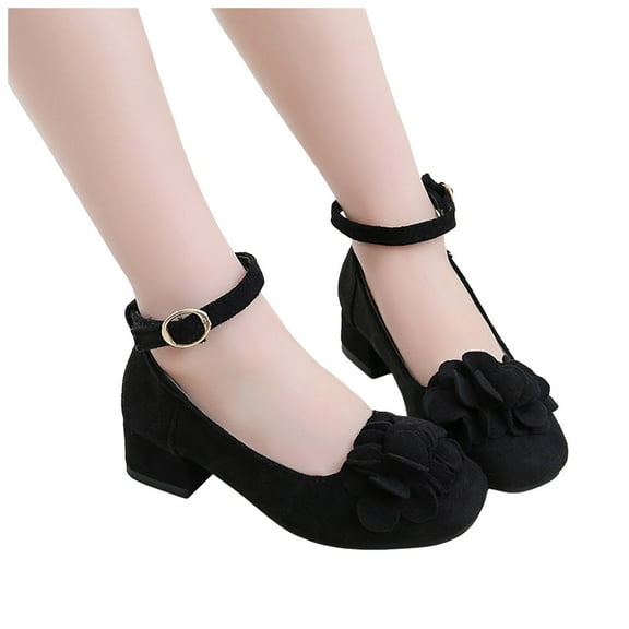 Girls Sandals Children Shoes Thick High Heel Sandals Fashionable Diamond Bow Small High Heel Princess Sandals Sandals for Girls(Color:Black,Size:13)