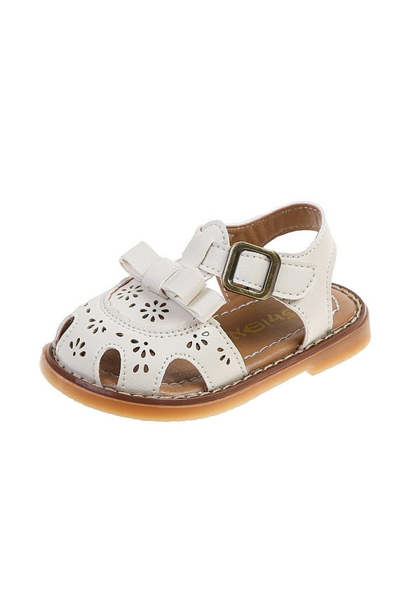 Girls Sandals,Children's Girls Summer Toe Sandals Bow Flat Bottom Toddler Shoes for /Toddler,Toddler Girl Sandals/Toddler Boy Sandals(Color:White,Size:6.5)