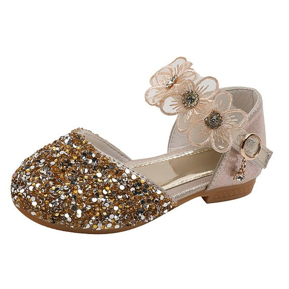 Girls' Sandals Closed Toe Heels Wedding Party Princess Shoes Crystal for Toddler Little Big Kid