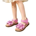 thumbnail image 1 of Girls Sandals Comfort Summer Outdoor Casual Beach Shoes with Flower Anti Rubber Sole(Red,4-5 Years), 1 of 3