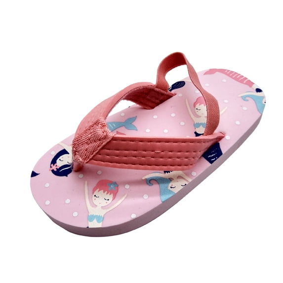 Girls Sandals Eva Elastic Adjustable Strap Flip Flops Lightweight Beach Sandals For Kids Summer ,2.5-3Years