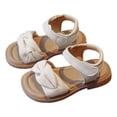 thumbnail image 1 of Girls Sandals Fashion Bow Summer Flat Shoes Comfortable Soft Sole Beach Shoes Casual Open Toe Dress Shoes Beige 8.5 Toddler, 1 of 6