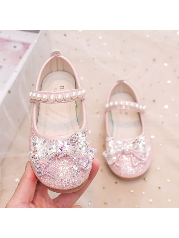 Girls Sandals Fashion Pattern Cute Bow Decoration Versatile Pearl Flat Bottom Comfortable Hook Loop Shoes Toddler Girl Flip Flops Jelly Shoes for Girls Size 9 Beach Kids Cute Girl Flip Flops