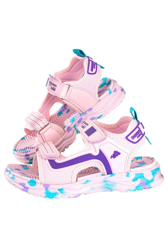 Girls Sandals For Everyday Wear And Beach Play Soft Sole Thick Bottom Strappy Comfortable Toddler Kids Footwear With Hook And Loop Closure