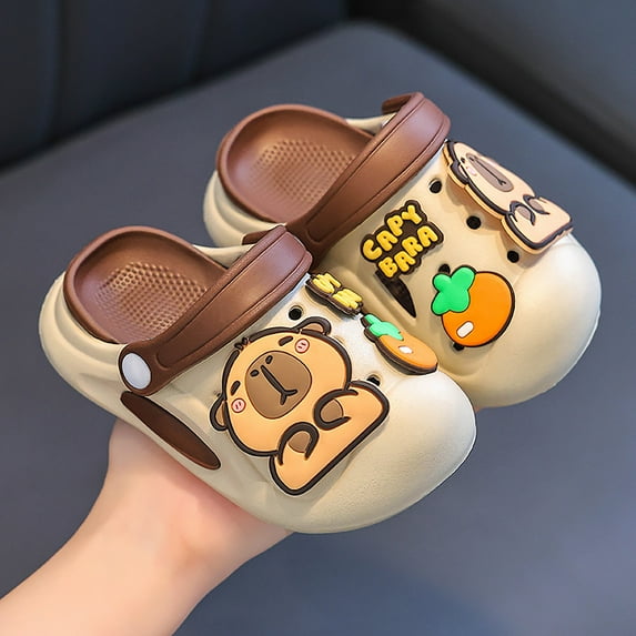 Girls Sandals For Toddler Kids Outdoor On Shoes With Cute Capybara Non Lightweight For Daily Wear Casual Girls Sandals Khaki 28