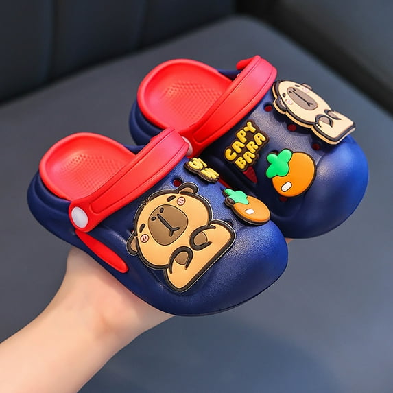 Girls Sandals For Toddler Kids Outdoor Slip On Shoes With Cute Capybara Non Slip Lightweight For Daily Wear Casual Girls Sandals Navy 24