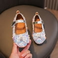 thumbnail image 1 of Girls Sandals,Girls Sandals Fashionable New Pattern Sequin Decoration Bow Cute And Comfortable Flat Bottomed Princess Shoes,Toddler Girl Sandals(Color:White,Size:11.5), 1 of 8