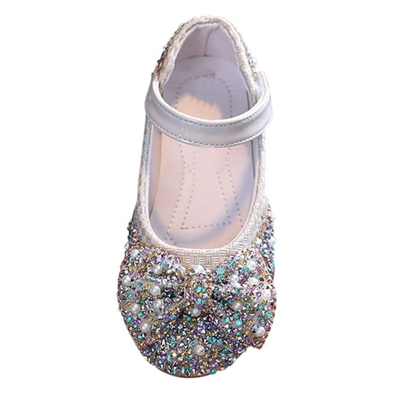 Girls Sandals,Girls' Single Shoes Summer Colored Diamond Bow Knot Dance Shoes Performance Shoes,Toddler Girl Sandals/Toddler Boy Sandals(Color:Beige,Size:6.5)