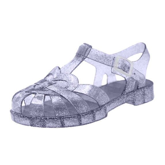 Girls Sandals Jelly Material Hollow Out Open Toe Sandals Classic Roman Style Lightweight Shoes For Beach Play ,5-5.5 Years