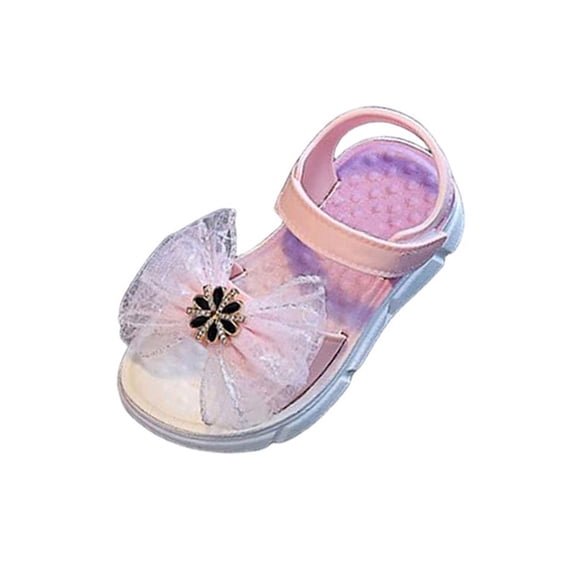 Girls Sandals Kids Little Kids Bow Rhinestone Dress Sandals with Soft Comfortable Insole & Adjustable Straps Pink Non-Slip Outsole for Party Wedding & Daily Wear,Size 11.5