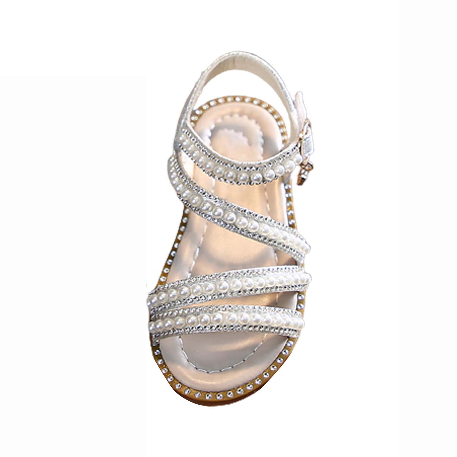 Girls Sandals,Summer Girls' Sandals Girls Pearl Open Toe Princess Shoes ...