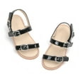 thumbnail image 1 of Girls Sandals Toddler Summer Dress Shoes Gladiator Beach Flat Sandals(AA306 Black/6M), 1 of 6