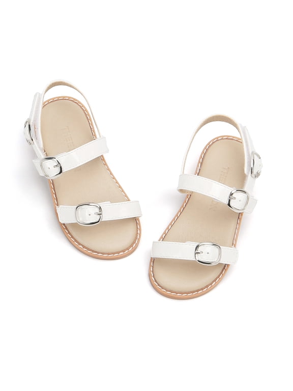 Girls Sandals Toddler Summer Dress Shoes Gladiator Beach Flat Sandals(AA306 White/6M)
