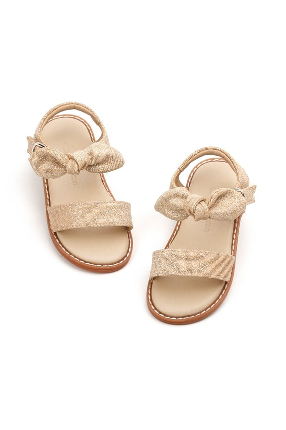 Girls Sandals Toddler Summer Dress Shoes Gladiator Beach Flat Sandals(AA372 Gold/10M)