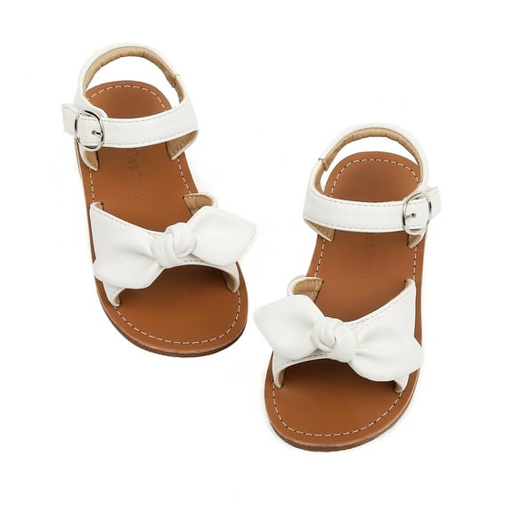Girls Sandals Toddler Summer Dress Shoes Gladiator Beach Flat Sandals(AA388 White/12M)