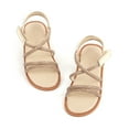 thumbnail image 1 of Girls Sandals Toddler Summer Dress Shoes Gladiator Beach Flat Sandals(AA390 Gold/6M), 1 of 6