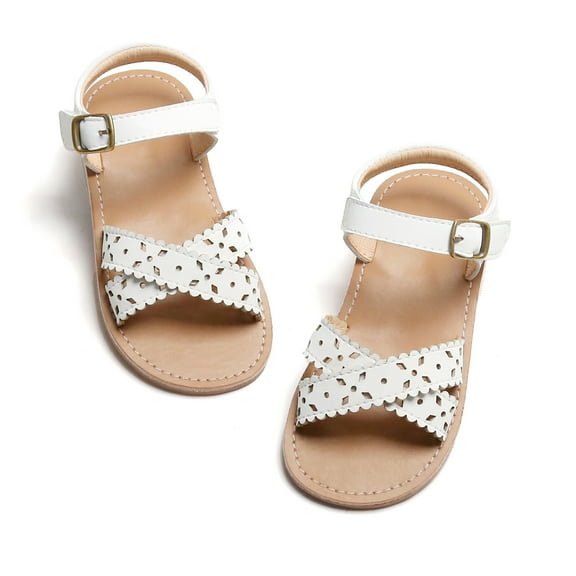 Girls Sandals Toddler Summer Dress Shoes Gladiator Beach Flat Sandals(TB2234 White/11M)