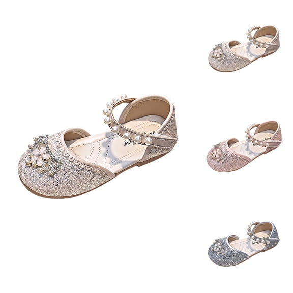 Girls Sandals and Summer Shoes with Pearl Strap Princess Leather Shoes for Toddlers and Kids