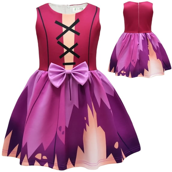 Girls Sanderson Sister Cartoon Dress Witch Halloween Outfit Party Gown