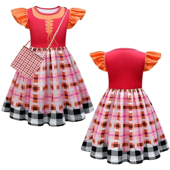 Girls Sanderson Sister Dress Halloween Flutter Sleeve Casual Dress Outfit Set
