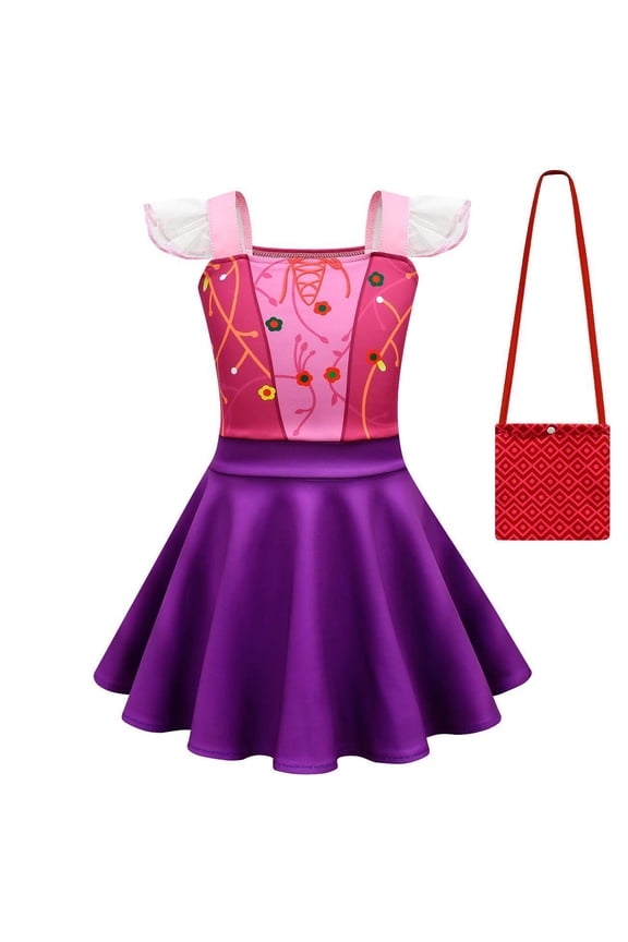 Girls Sanderson Sister Sleeveless Princess Dress Halloween Fancy Witch Dress