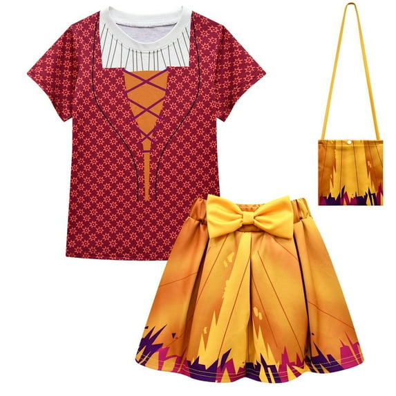 Girls Sanderson Sisters Mary Shirt Skirt Suit Set Halloween Cosplay Outfits