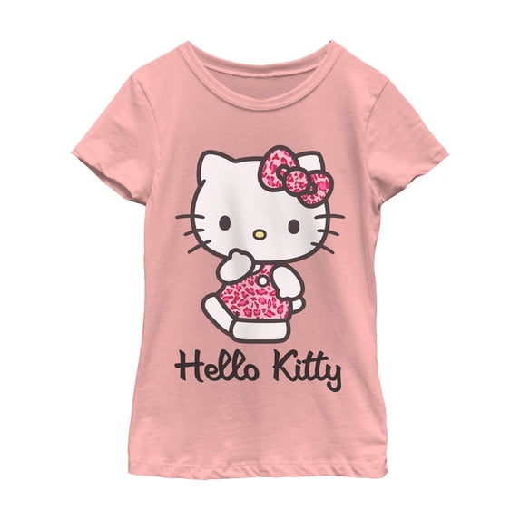 Sanrio Girls Hello Kitty Pink Cheetah Print T-Shirt,