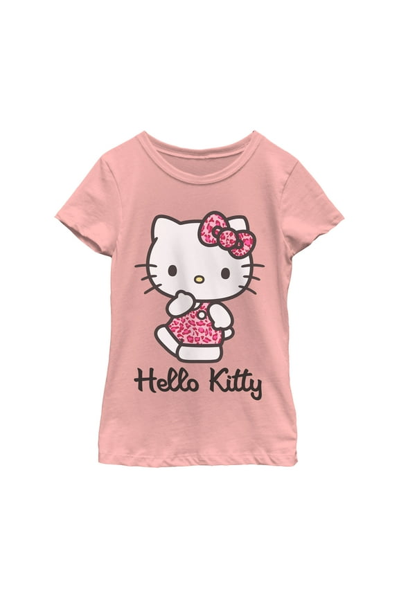 Sanrio Girls Hello Kitty Pink Cheetah Print T-Shirt,