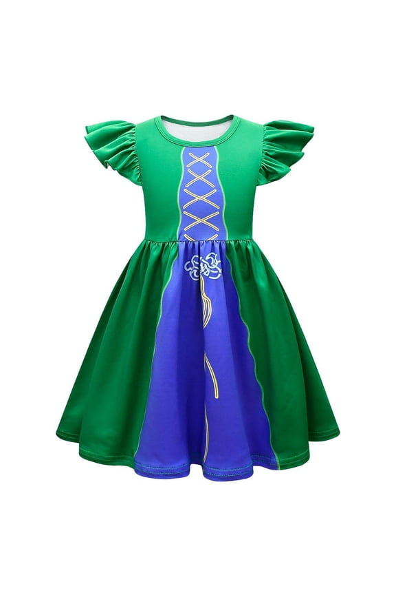 Girls Sarah Marie Sanderson Cosplay Dress Halloween Witch Party Dress