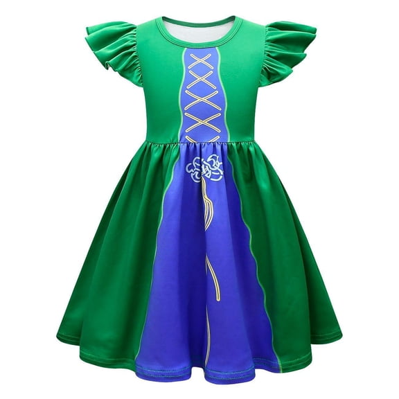 Girls Sarah Marie Sanderson Cosplay Dress Halloween Witch Party Dress