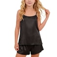 thumbnail image 1 of Girls Satin 2 Piece Outfits Silk Cami Tops and Shorts Sets Summer Sleeveless Tracksuits for Kids 5-14 Years, 1 of 7