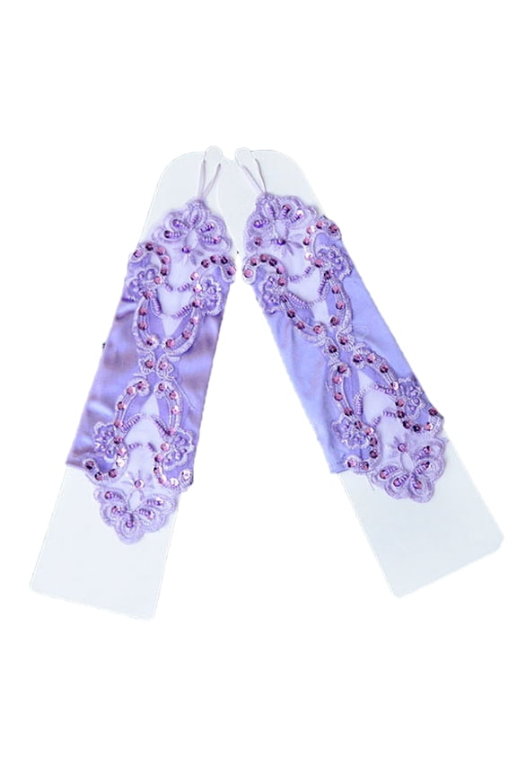 Girls Satin Gloves Short Communion Gloves with Pearls for Wedding Dress Fingerless Gloves