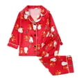 thumbnail image 1 of Girls Satin Pajamas Set Christmas Print 2 Pieces Silky Pjs Long Sleeve + Pants Sleepwear for Kids Christmas Pajamas, 1 of 7
