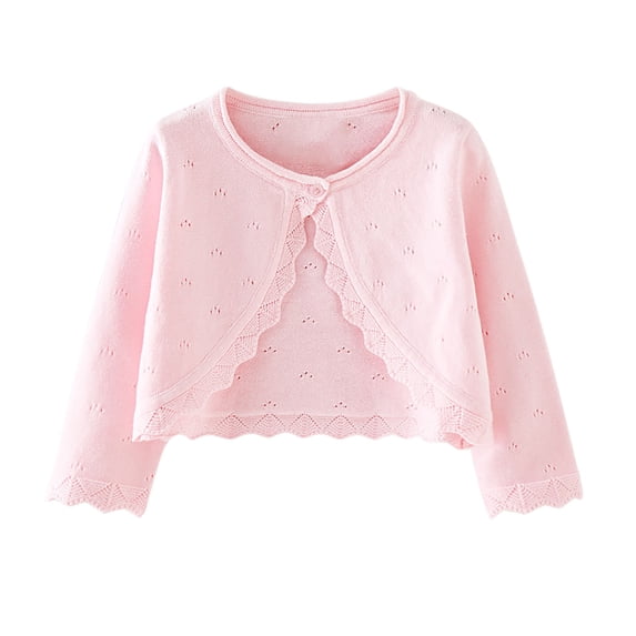 Girls School Cardigans Long Sleeves Stretchy Smart Cardigans Button Down Uniform Schoolwear Kids Long Sleeve Bolero Shrug Knitted Cotton Open Front Bolero