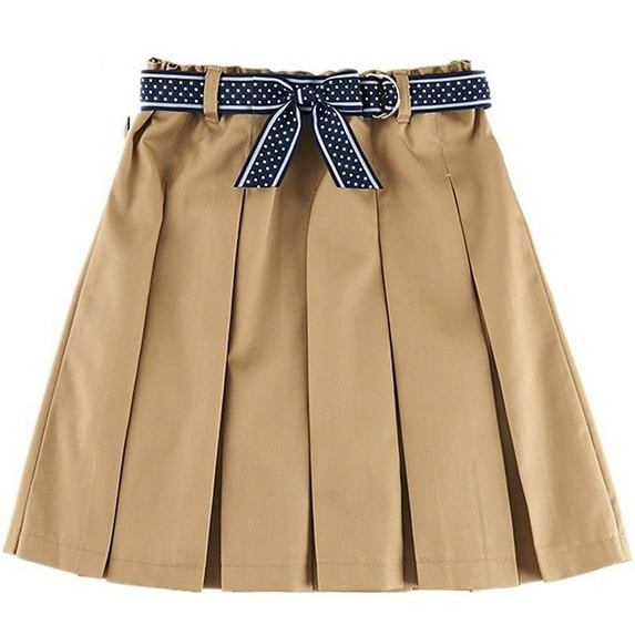 Girls School Pleated A-Line Skirt – Kids Casual Campus Wear Skirts Versatile Navy/Khaki Uniform Skirt for Ages 3-16