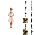 thumbnail image 1 of Girls School Tiered Blend Dress For Kids Summer Short Sleeve A Line Party Dress For Girls, 1 of 4