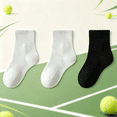 thumbnail image 1 of Girls' School Uniform Crew Socks - Cotton 3-Pack, Solid Gray Soft Breathable,Size 12 T, 1 of 5