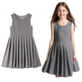 thumbnail image 1 of Girls School Uniform Dress Cute Pleated Knee Length Sleeveless Grey Girls Uniform Jumper Kids Uniform 8-9 Years, 1 of 6