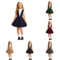 thumbnail image 1 of Girls School Uniform Dress Girls Plaid Pleated Pinafore Dress for Young Students Everyday Wear Back to School Ready Stylish Schoolyard Outfit for Girls Blue 12-13 Years, 1 of 5