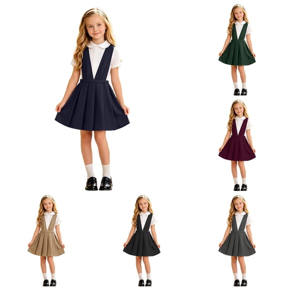 Girls School Uniform Dress Girls Plaid Pleated Pinafore Dress for Young Students Everyday Wear Back to School Ready Stylish Schoolyard Outfit for Girls Blue 12-13 Years